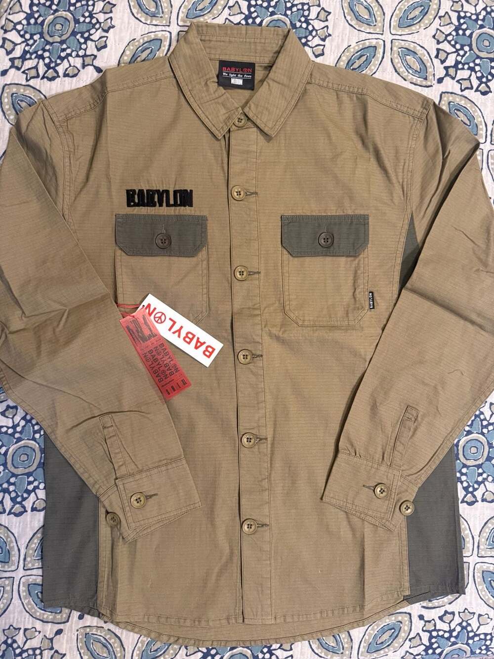Babylon We Light The Fires Button Down Shirt Medium